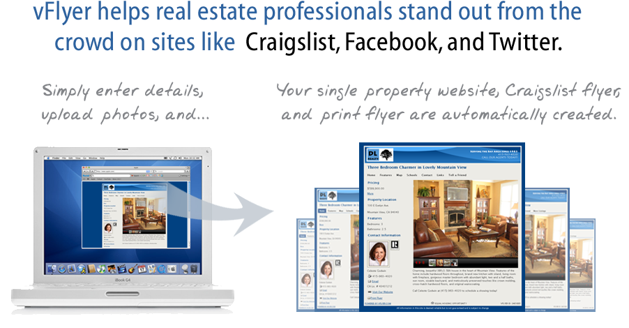 vFlyer helps real estate professionals stand out from the crowd on sites like Craigslist, Facebook, Twitter vFlyer helps real estate professionals stand out from the crowd on sites like Craigslist, Facebook, Twitter