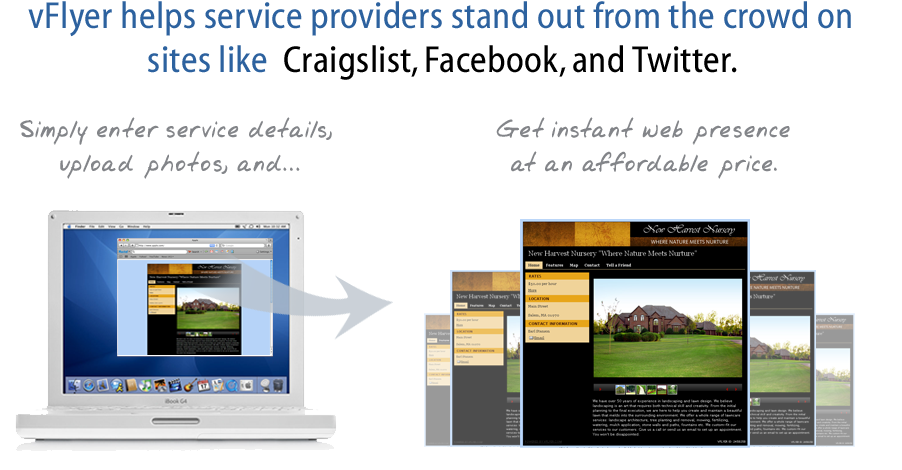 vFlyer helps service providers stand out from the crowd on sites like Craigslist, Facebook, Twitter vFlyer helps service providers stand out from the crowd on sites like Craigslist, Facebook, Twitter
